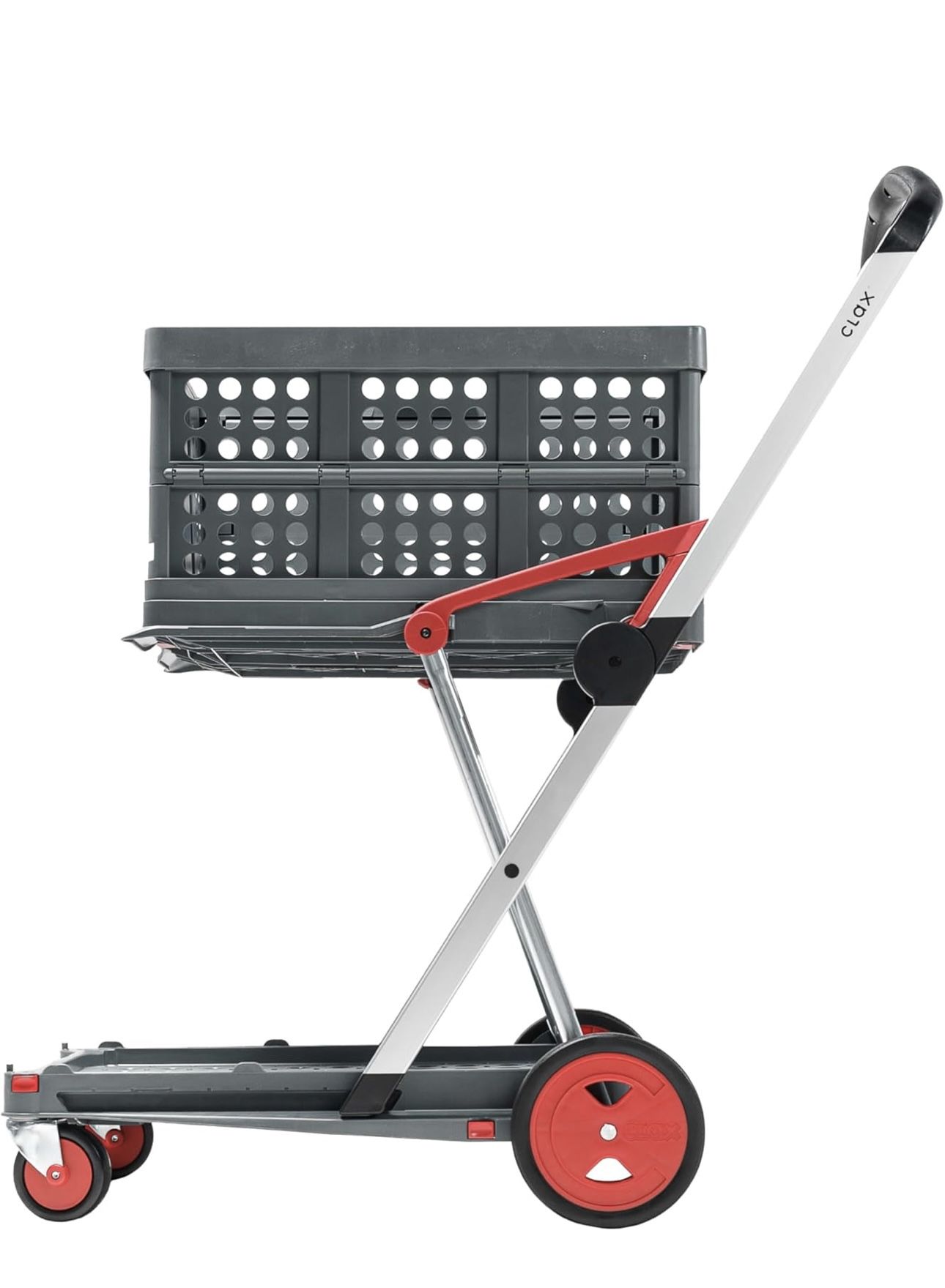 CLAX® The Original | Multi use Functional Collapsible Carts | Shopping Cart with Storage Crate (Red)