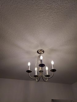 5 Bulb Chandelier, Stainless Steel Finish