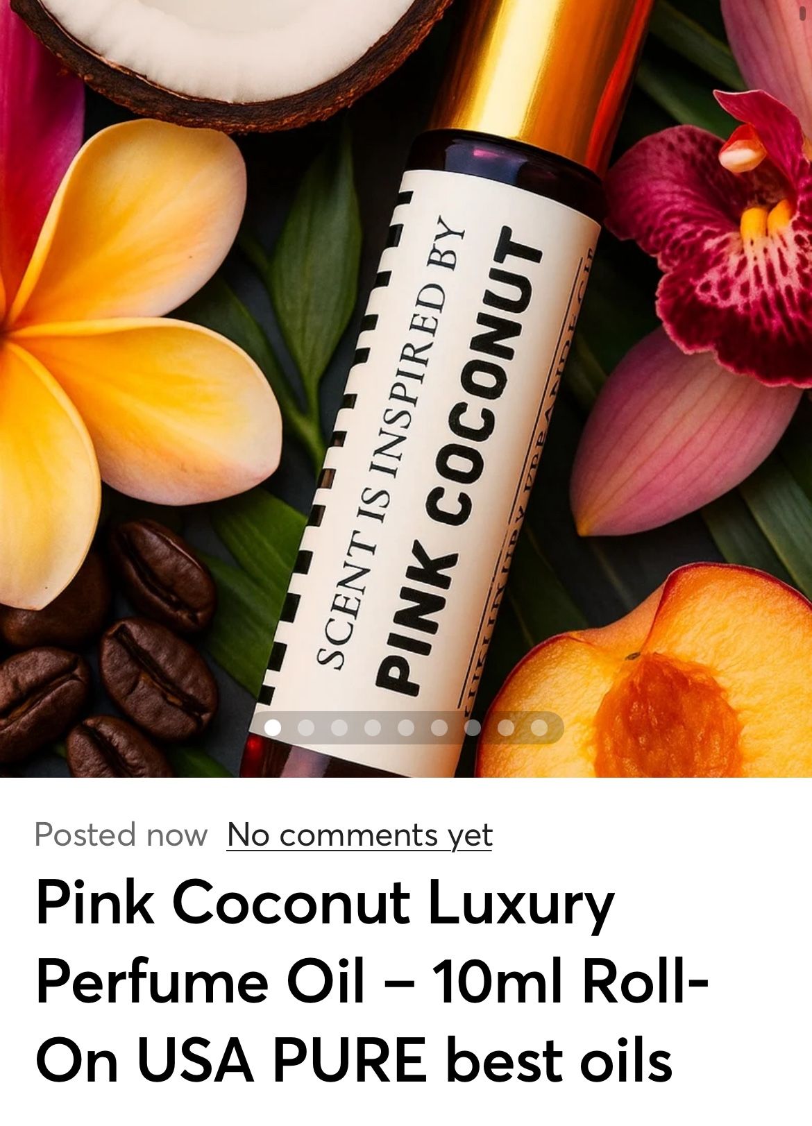 Pink Coconut Luxury Perfume Oil – 10ml Roll-On USA PURE best oils