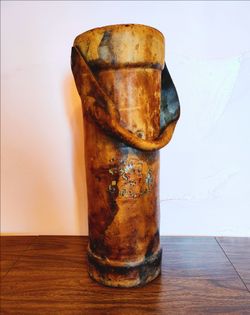 Antique Leather Bucket Artillery Holder