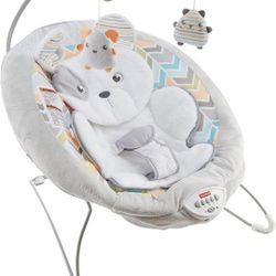 Fisher-Price Sweet Snugapuppy Deluxe Bouncer, portable bouncing baby seat with overhead mobile, music, and calming vibrations


