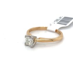 14kt Gold Two Tone Diamond Solitaire Princess Cut Ring .5ctw 3.30grams Size 7 147392 1