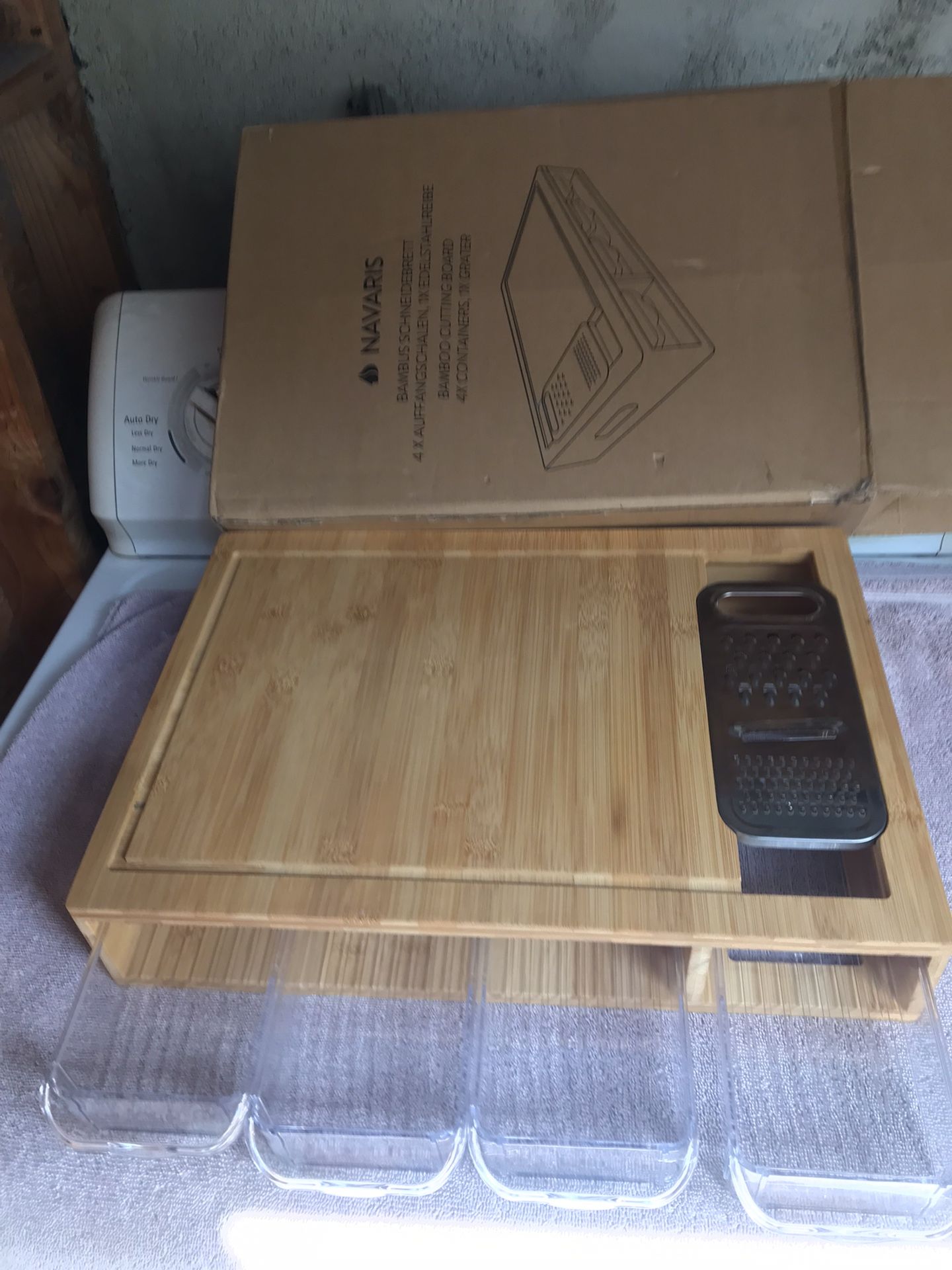 Navaris Bamboo Cutting Board 4x Containers