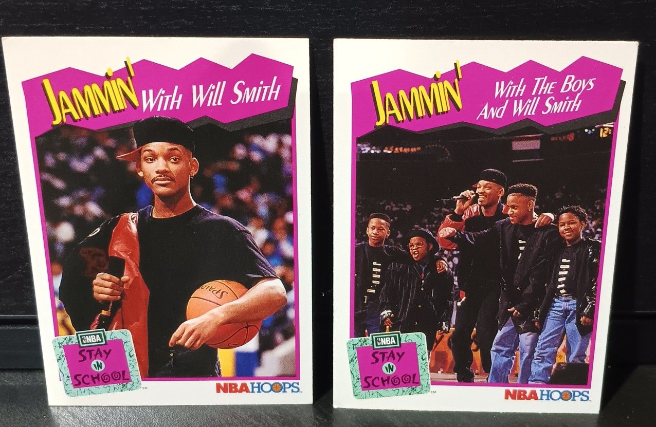 1991 NBA Hoops Jammin With Will Smith & The Boy's Stay In School Cards