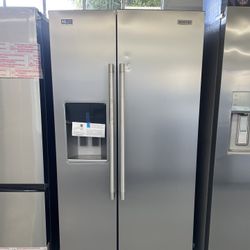 Maytag 36 in. 28.7 cu. ft. Full-Depth Side-by-Side Refrigerator in Fingerprint Resistant Stainless Finish w/ PowerCold Feature