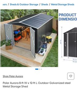 8x12 Polar Aurora metal shed