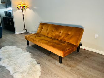 Burnt Orange Velvety Futon (FREE DELIVERY)