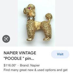 Napier Signed Vintage 1950 Poodle Broach