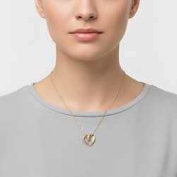 10K Yellow Gold Diamonds Heart Pendant - 0.48ct
