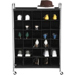 Mainstays 30 Cube Shoe Organizer - Black w/ wheels