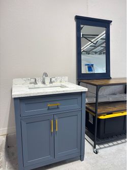 Bathroom Vanity with Mirror and Faucet Set