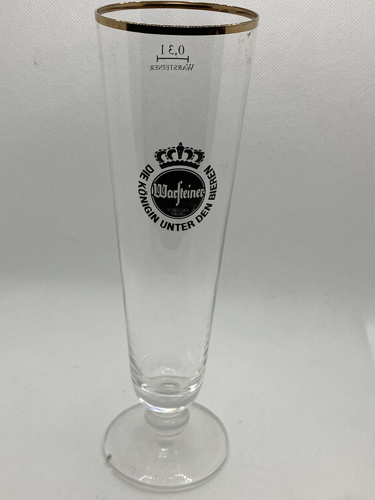Warsteiner Tall Pilsner Beer Glass Gold Trim