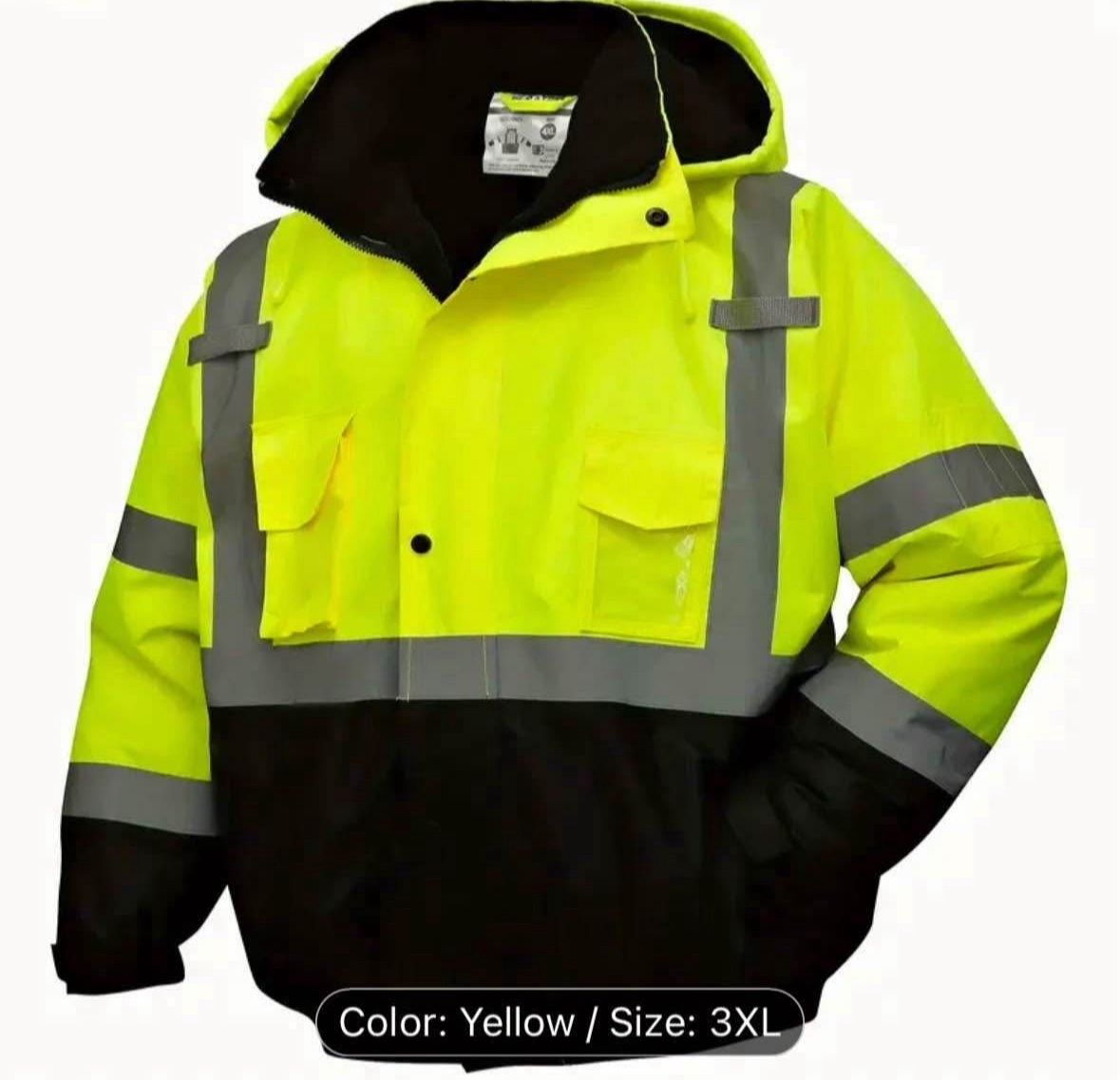 New Reflective Safety Jackets High Visibility for Men Waterproof Safety Jacket with Pockets.