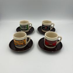 Vintage 1995 Yester Year Brand by Westwood Set of 4 Expresso Cups with Saucers