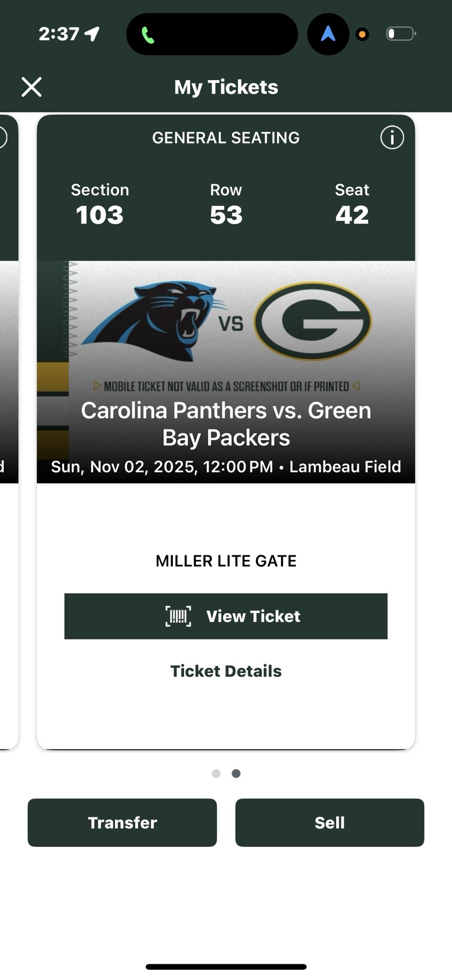 Packers Tickets (2)
