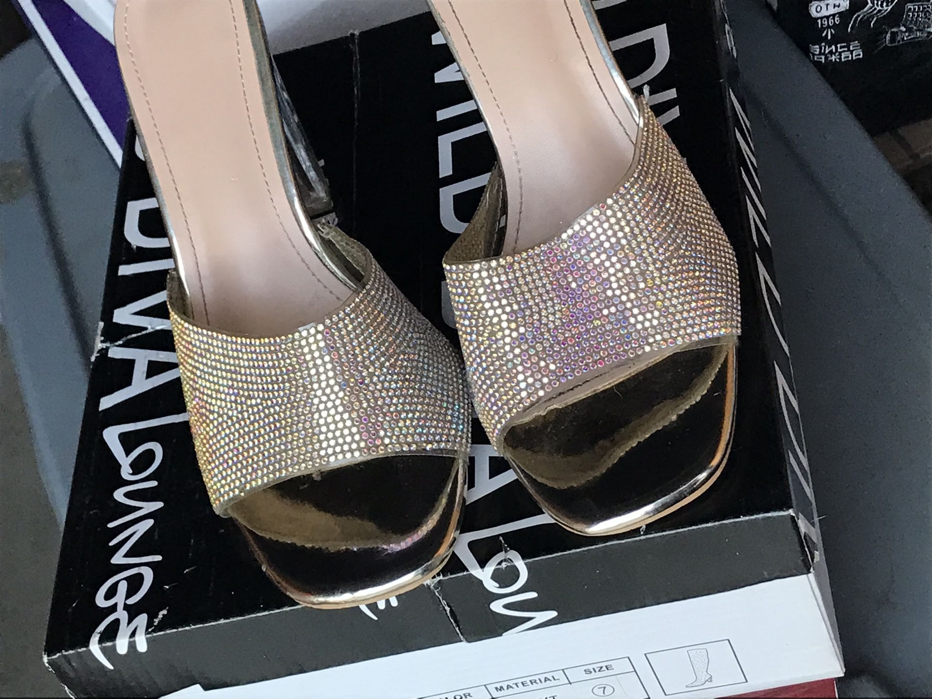 Gold Diamond Clear Heels 