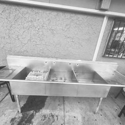 Comercial  Three Compartments  Sink  Stain  Steel 