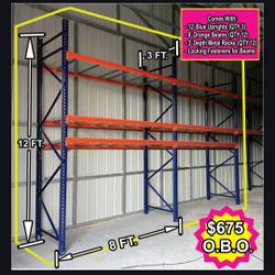Industrial Storage Shelving For Commercial Use - 12 ft tall x 16ft in total length x 3ft in Depth