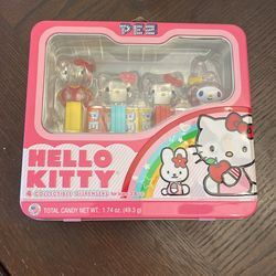 Hello Kitty My Melody Clear Pez Candy Dispenser Set Pink Tin Lunchbox Sanrio