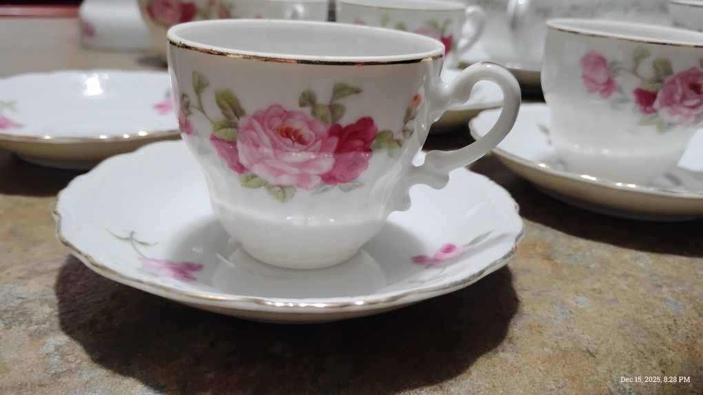 Pink Roses China Tea Cups