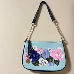 LIKE NEW Anne Klein Floral Blue small Shoulder Bag
