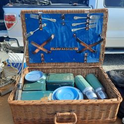 Antique Camping Picnic Box
