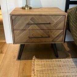 Set Of 2 Wood And Metal Nightstands