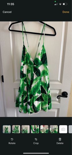Tropical Leaf Print Mini Dress