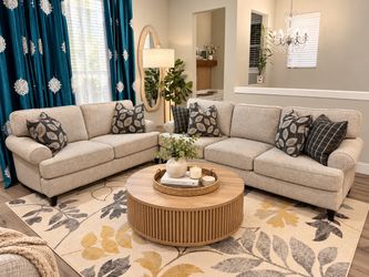 Beige Fabric Sectional Sofa Set
