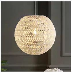 Jonathan JYL6503B Luna 15.75 in. Cream Bohemian Rattan/Iron LED Pendant Light