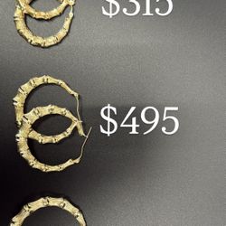 10K Gold Bamboo Hoops