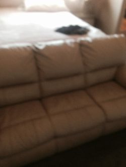 Cream colored leather couch
