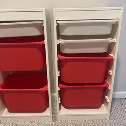 Storage Shelves with bins