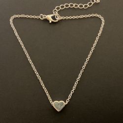 8” SilverTone Bracelet With Heart And Ext