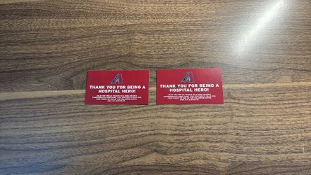 4 Diamond Backs Tickets (2 per card)