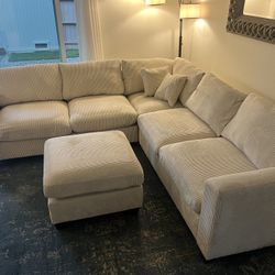 New 99x99 Corduroy Sectional Couch / Free Delivery 