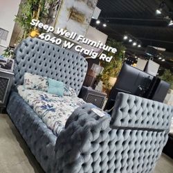  🌟Queen, King Light Up Fireplace TV Pop Up Bed Frame ✨️ Furniture Sectionals Avail