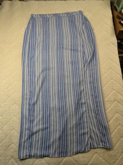 Monteau Blue and White Striped Maxi Skirt Size L