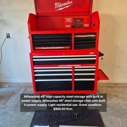 Milwaukee 46” High capacity Steel Storage Chest With Built In Power Supply