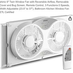 GREAT DEAL!!! shinic Window Fan with Reversible Airflow Quiet Twin 9" Blades Full Remote Control