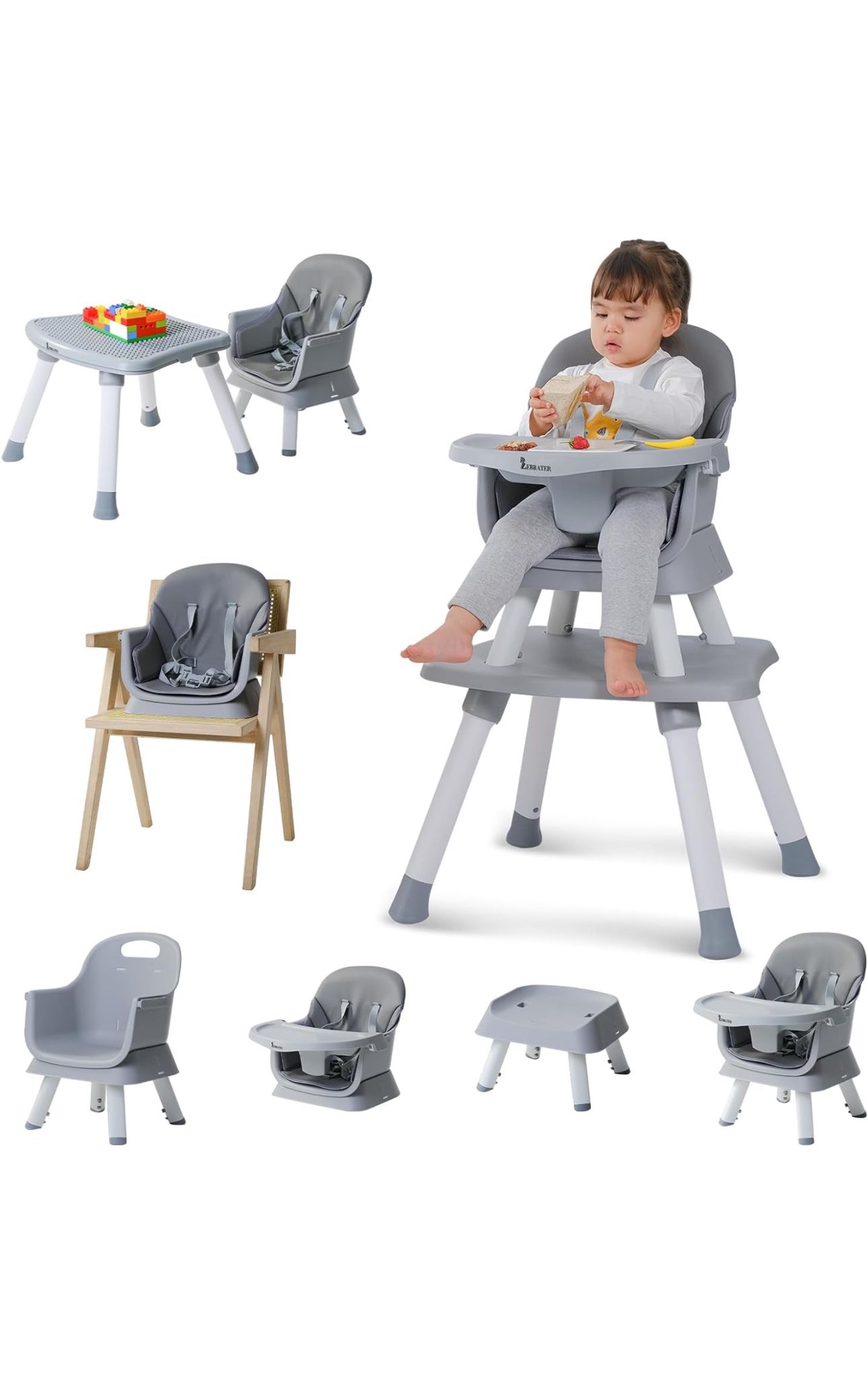 8 in 1 Highchairs for Babies and Toddlers,Nookbeya Baby High Chair Convertible High Chair for Baby,Kids Learning Table,Building Block Table,Kids Stool