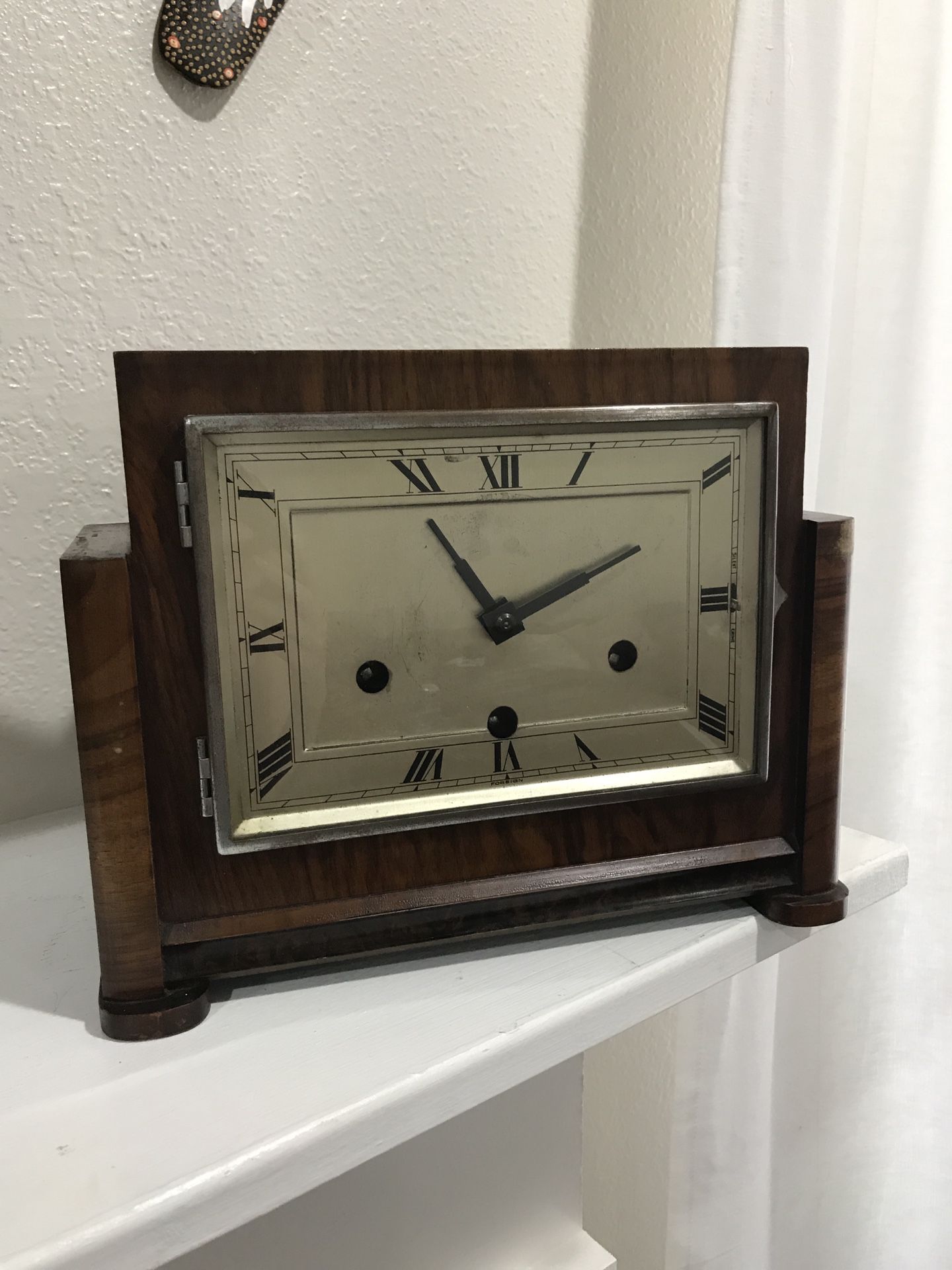 Antique Vintage Art Deco Nouv Mantel Clock Haller Square 1940