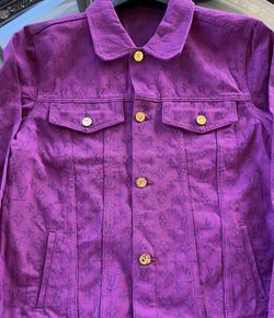 Louis Vuitton Purple Monogram Denim Jacket - Size 50 for Sale in
