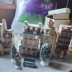 Christmas Village Collection with Figurines and Trees