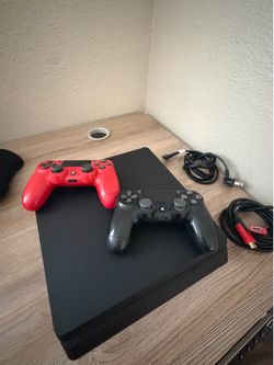 PS4 slim pretty three games two controllers all wired