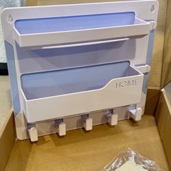 Bedside Wall Mount Shelf, Adhesive Organizer, White