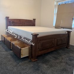 Queen Bed And Mattress With Drawers 