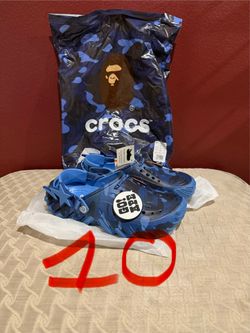 MENS SIZE 10 BAPE CAMO CROCS ECHO CLOG POWDER BLUE