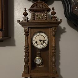 Antique Junghans Time And Strike Wall Clock