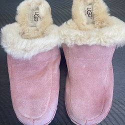 Size 7 Ugg Australia KALIE Wooden Clogs Suede Shearling Lined PINK